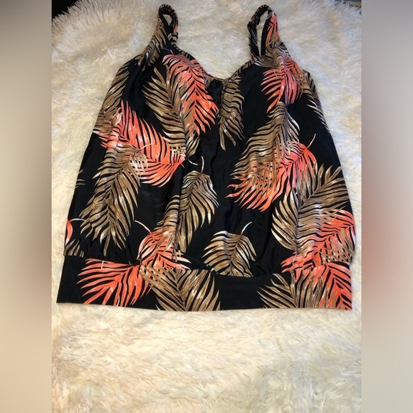 VENUS Black Orange and Tan Swim Tankini size 14 NWOT - Picture 4 of 10